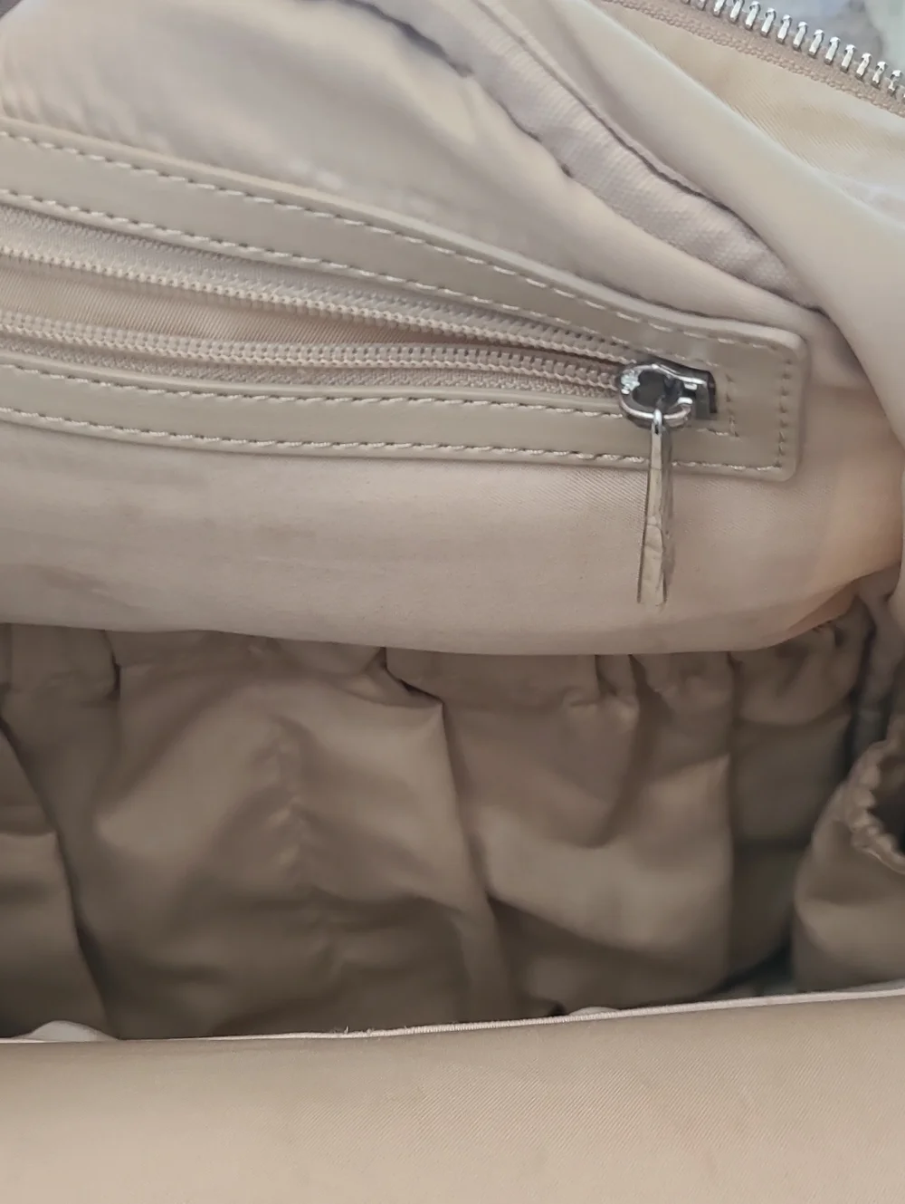 Neutral Quilted Backpack with Top Handles